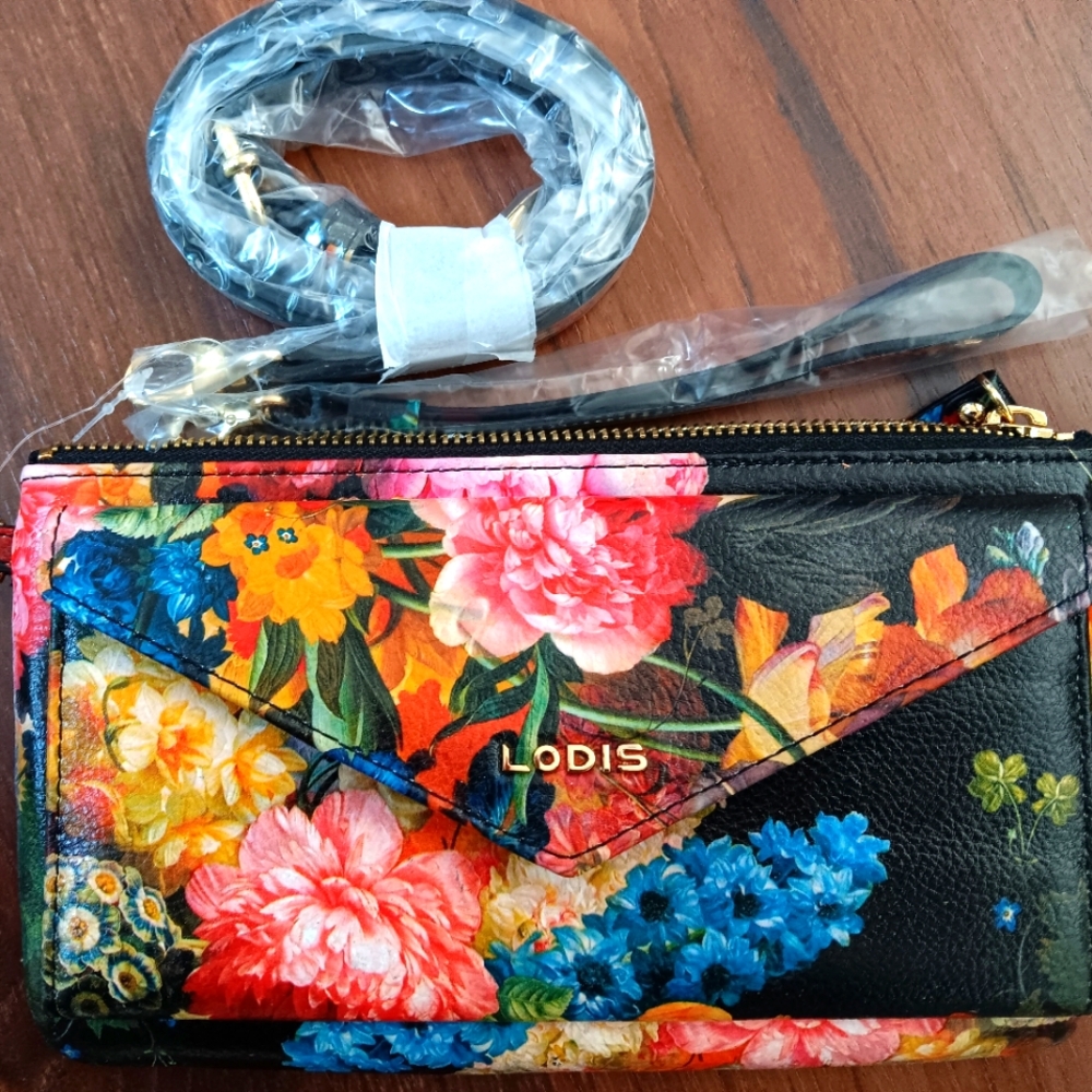 New without tag Lodis leather wallet/wristlet, crossbody bag